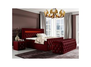 0654170933905 - Boxspringbett Schlafzimmerbett SEVRA Nr4 120x200cm in Elisa Velvet Bordeauxrot