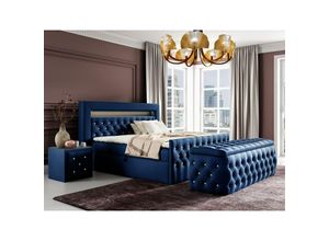 0654170934063 - Fun Moebel - Boxspringbett Schlafzimmerbett sevra Nr4 120x200cm in Elisa Velvet Blau