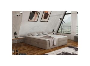 0654170934629 - Boxspringbett Schlafzimmerbett antony 140x200cm Stoff Cappuccino inkl Bettkasten