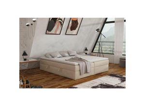 0654170934674 - Fun Moebel - Boxspringbett Schlafzimmerbett antony 160x200cm Stoff Beige inkl Bettkasten