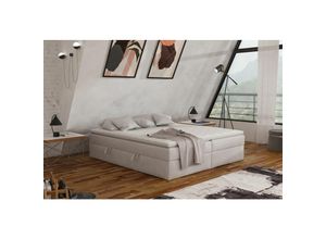 0654170934759 - Fun Moebel - Boxspringbett Schlafzimmerbett antony 160x200cm Stoff Hellgrau inkl Bettkasten