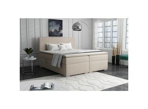 0654170935152 - Fun Moebel - Boxspringbett Schlafzimmerbett sorel 200x200cm Stoff Soro Creme