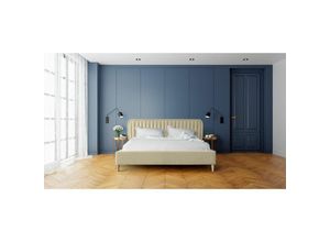 0654170935664 - Fun Moebel - Polsterbett Doppelbett miami 140x200cm in Stoff Monolith Creme