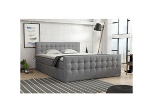 0654170938368 - Boxspringbett Schlafzimmerbett anker Deluxe 140x200cm in Soro Dunkelgrau   Speed