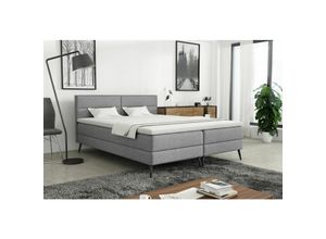 0654170939037 - Fun Moebel - Boxspringbett Schlafzimmerbett cordoba 140x200cm Stoff Lux Hellgrau