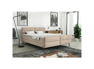 0654170939280 - Fun Moebel - Boxspringbett Schlafzimmerbett granada 140x200cm Stoff Gemma Beige