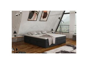 0654170939938 - Boxspringbett Schlafzimmerbett ANTONY 140x200cm Stoff Schwarz inkl Bettkasten