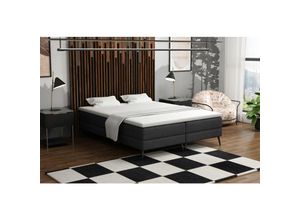 0654170939990 - Fun Moebel - Boxspringbett Schlafzimmerbett brest 160x200cm Stoff Soro Schwarz