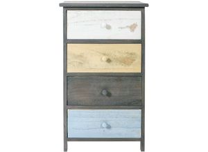 0656272332815 - Mobili Rebecca - Rebecca Mobili Beistellschrank Kommode 4 Schubladen Holz Grau Rustikal 72x40x29