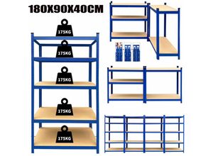 0658437178849 - Dayplus - 180CM Lagerregal Schwerlastregal Steckregal 875kg Werkstattregal Kellerregal Metall