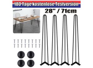 0658437324673 - 4x 28 71cm Haarnadel Beine Metall Haarnadel Füße Für Tisch Stuhl Schrank Möbel