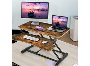 0661706079181 - Sit-Stand Workstation Hoehenverstellbarer Schreibtischaufsatz ergonomischer Sitz-Steh-Schreibtisch aus Metallgestellund Spannplatte Gasdruckfeder