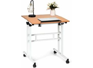 0661706079198 - Hoehenverstellbarer Schreibtisch Stand-up mobiler Laptoptisch Ergonomischer Computertisch mit Rollen Grosse Platte Arbeitenim Stehen oder sitzen