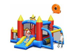 0661706081269 - Kinder Hüpfburg mit Luftpumpe mit Rutsche & Ballpool aufblasbares Springburg für 3-10 Jahre alt Hüpfschloss für Indoor & Outdoor - Goplus