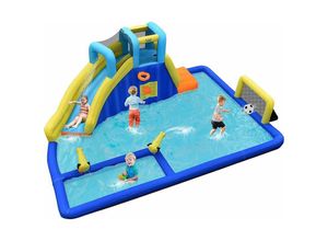 0661706084383 - Costway - Hüpfburg mit Wasserrutsche Aufblasbare Springburg Spielpool Wasserspielcenter Spielplatz Wasserpark Planschbecken 525x373x205cm