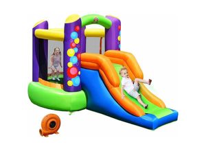 0661706085069 - Aufblasbare Hüpfburg Rutsche mit 450W GeblaeseSpringburg Hüpfschloss Outdoor Bouncer Spielburg inkl TragetaschePfaehleReparaturpake 350x212x195cm