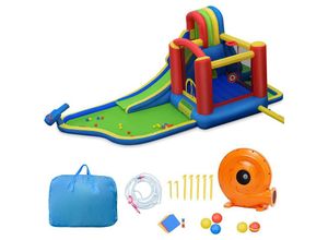 0661706085366 - Aufblasbare Hüpfburg mit 450W Geblaese Rutsche Wasserbecken Springburg Spielpool Hüpfschloss Outdoor Bouncer Luftgeblaese inkl Tragetasche