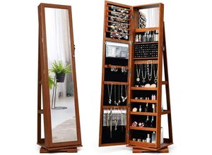 0661706097840 - 2 in 1 Schmuckschrank & Leiterregal mit Ganzkoerperspiegel und kleinem Schminkspiegel Schmuck Spiegelschrank abschliessbar und drehbar Schmuckregal