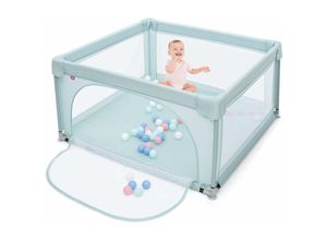 0661706097918 - Costway - 120 x 120cm Baby Laufstall mit 50 Spielbaellen Laufgitter mit atmungsaktivem Netz und Reissverschluss Krabbelgitter mit Tür