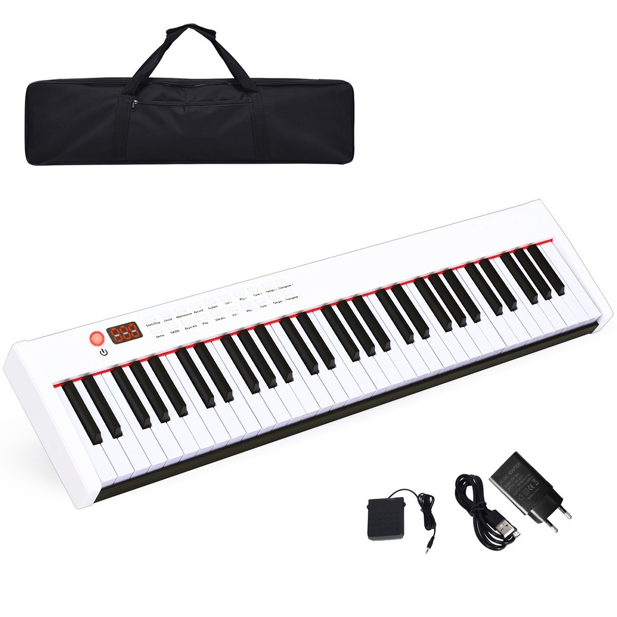 0661706101028 - 61 Tasten Digitales Keyboard E-Piano mit Tragetasche 90 x 21 x 6 cm weiß