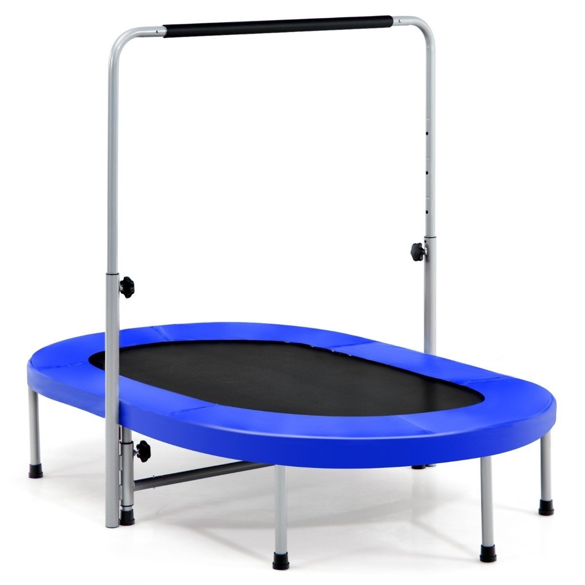 0661706101196 - 2 Personen Trampolin mit Höhenverstellstange Mini-Trampolin 154 x 90 x 92 -132 cm blau