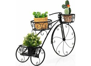 0661706103404 - Costway - Blumenregal Pflanzenstaender Fahrrad Blumentopf-Staender Metall mit 3 Koerben Restro Pflanzenregal Pflanzenhalter mit dekorativen Raedern