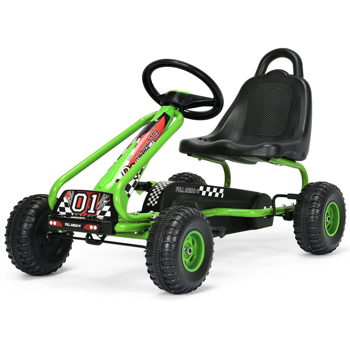 0661706103541 - Pedal Go Kart met verstelbare stoel 4 wielen Pedaal -aangedreven rit -op auto 92 x 50 x 53 cm groen + zwart 0661706103541 - Pedal Go Kart met verstelbare stoel 4 wielen Pedaal -aangedreven rit -op auto 92 x 50 x 53 cm groen + zwart