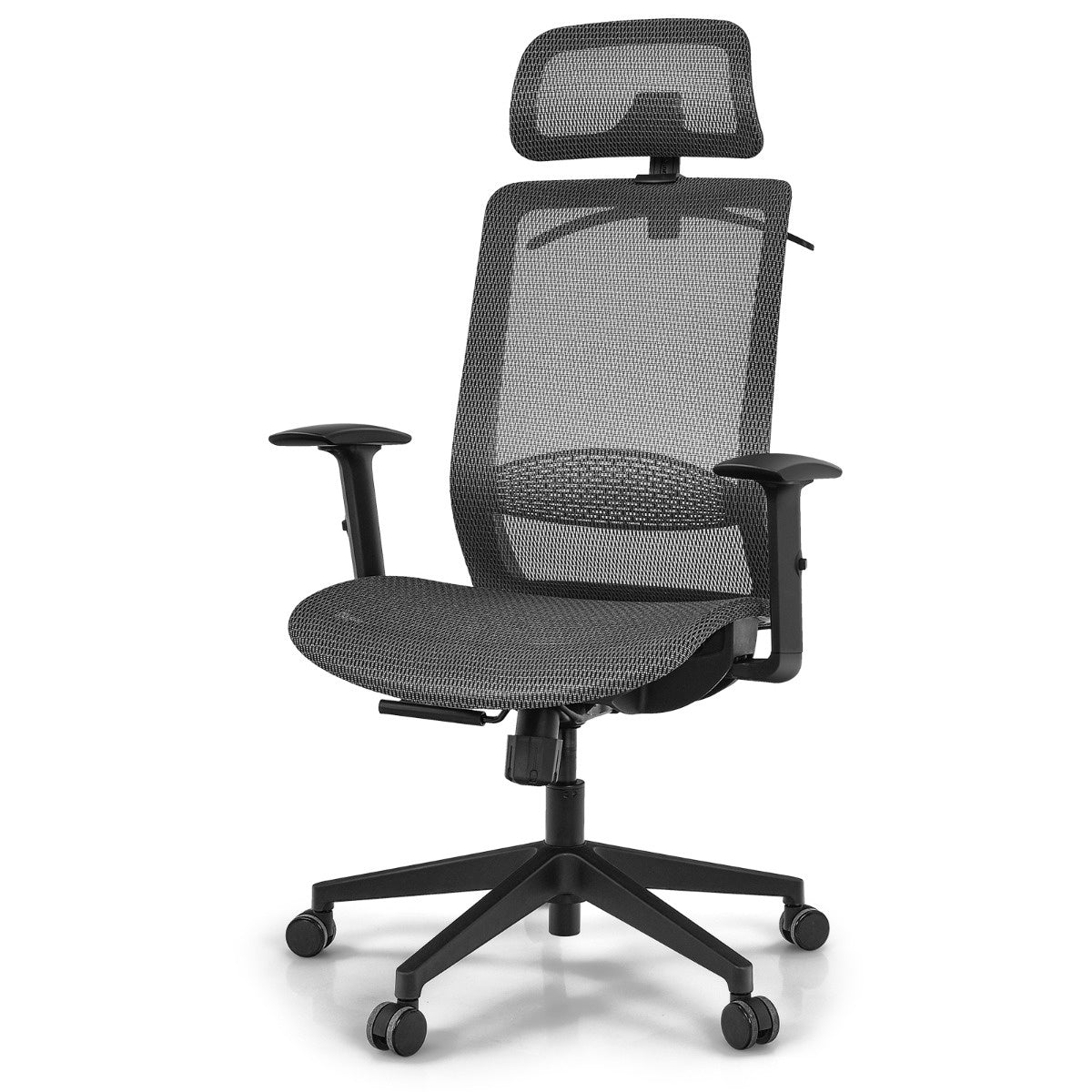 0661706103640 - Ergonomic Mains Desk Chair Computerstuhl Drehstuhl auf Rollen 68 x 68 x 1145-1245 cm grau