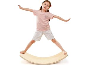 0661706104449 - 90 x 40cm Balance Board Balancierbrett aus Holz Wackelbrett bis 220kg belastbar Kurviges Board für Kinder und Erwachsene - Costway