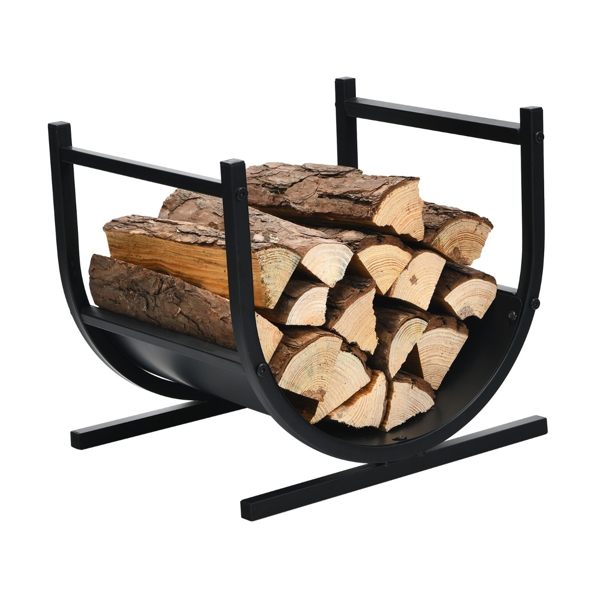 0661706104616 - Costway - U-foermiges Kaminholzregal aus Metall schweres Holzscheitregal 43cm Holzstapelhalter mit stabilem Sockel & Griffen Kaminholzstaender für