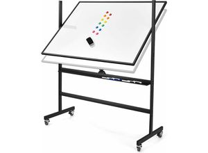 0661706104623 - Mobiles Whiteboard mit Alurahmen Doppelseitige Whiteboard Hoeheverstellbar & 360 ° drehbar magnetische Weisstafel mit Rollen 90x120 cm Magnettafel