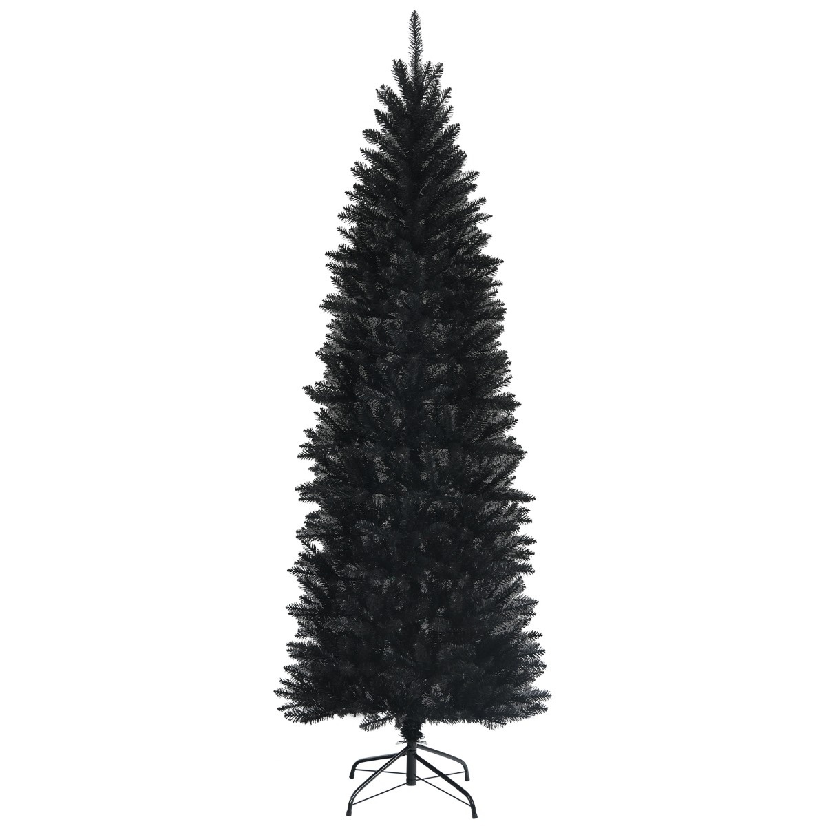 0661706104838 - Costway 210 cm Bleistift Weihnachtsbaum Künstlicher Tannenbaum mit Metallständer PVC Nadeln schwarz