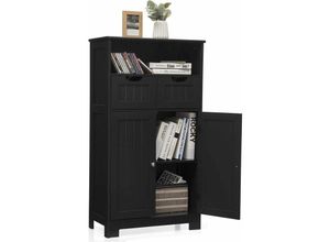 0661706114264 - Badezimmerschrank mit 2 Schubladen & Türen mit höhenverstellbarer Ablage Badschrank freistehend für Bad Schlafzimmer Wohnzimmer 60 x 30 x 109