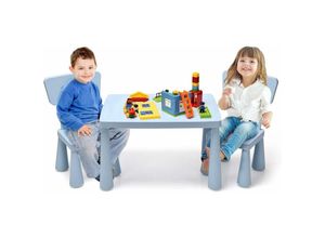 0661706115353 - GOPLUS Kindersitzgruppe aus Kunststoff Kindertisch mit 2 Stühlen Stuhl mit Rückenlehne mit Runden Kanten Einfarbiges Design für Kinderzimmer