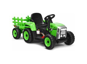 0661706115711 - GOPLUS Kinder Elektrischer Traktor mit Anhaenger 3-Gang Elektrofahrzeug mit Fernbedienung 12 V Elektroauto LED-Licht & Musik 30 kg Belastbarkeit