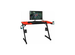 0661706116855 - Goplus - Gaming Schreibtisch 120x60x77cm mit Getränkehalter Kopfhörerhaken & 2 Audioständern PC-Computertisch Z-förmig