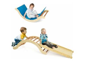 0661706128476 - 4 in 1 Kinder Kletterleiter Set mit umkehrbarer Rampe zum Klettern und Rutschen Holz Kletterbogen KletterdreieckKleinkinderrutsche Leiter-Spielset