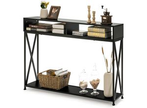 0661706128711 - Table Console de Style Industriel 120 x 23 x 79 CM Structure en Acier Meuble dEntrée Anti-Basculement Noir