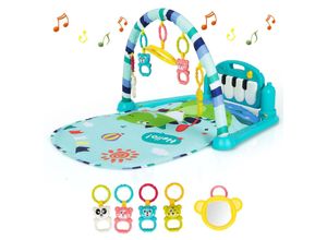 0661706152402 - Costway Baby Spielmatte mit Musik und Licht für Neugeborene und Kleinkinder 78 x 60 x 42 cm blau