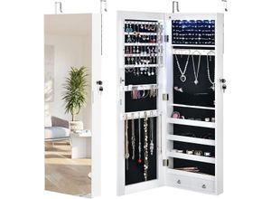 0661706152969 - Verspiegelter Schmuckschrank mit 6 LED-Leuchten & 2 Schubladen  Schmuck Haengeschrank abschliessbar Sipegelschrank Schrank Wand-   Türmontage Weiss