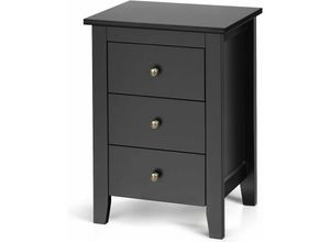 0661706153775 - Nachttisch mit 3 Schubladen Modern Nightstand End Table-Large Storage & Solid Struktur für Wohnzimmer Schlafzimmer Schwarz