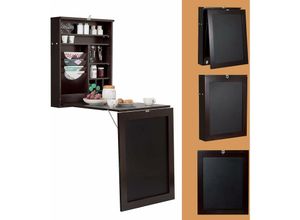 0661706160025 - Wandtisch klappbar mit Tafel Wandklapptisch Esstisch wandmontage Braun - Costway