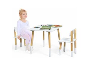 0661706164764 - GOPLUS 3-Teiliges Kindersitzgruppe Kindermoebel mit Ergonomischem Design aus 1 Tisch & 2 Stühle aus Holz Moebel-Set mit Abgerundeten Ecken für