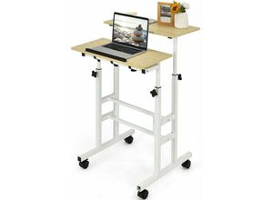 0661706165280 - GOPLUS Mobiler Labtoptisch Sit-Stand Arbeitstisch mit Rollen hoehenverstellbarer Stehtisch Schreibtisch zum Stehpult für Notebook&Beamer