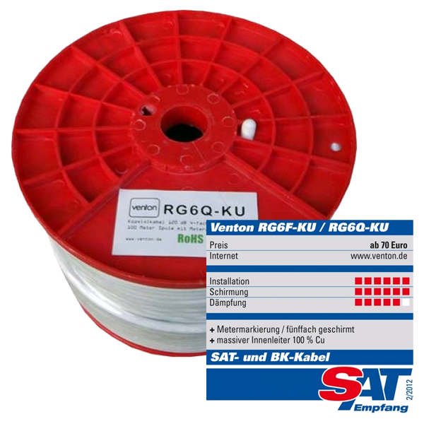 0661799325905 - Koaxial Sat Kabel RG6Q-KU 130dB 4-fach geschirmt High Quality 100m Rolle