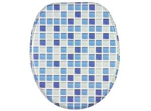 0661799914079 - WC-Sitz mit Absenkautomatik Mosaik Blau - Premium Toilettendeckel direkt vom Hersteller