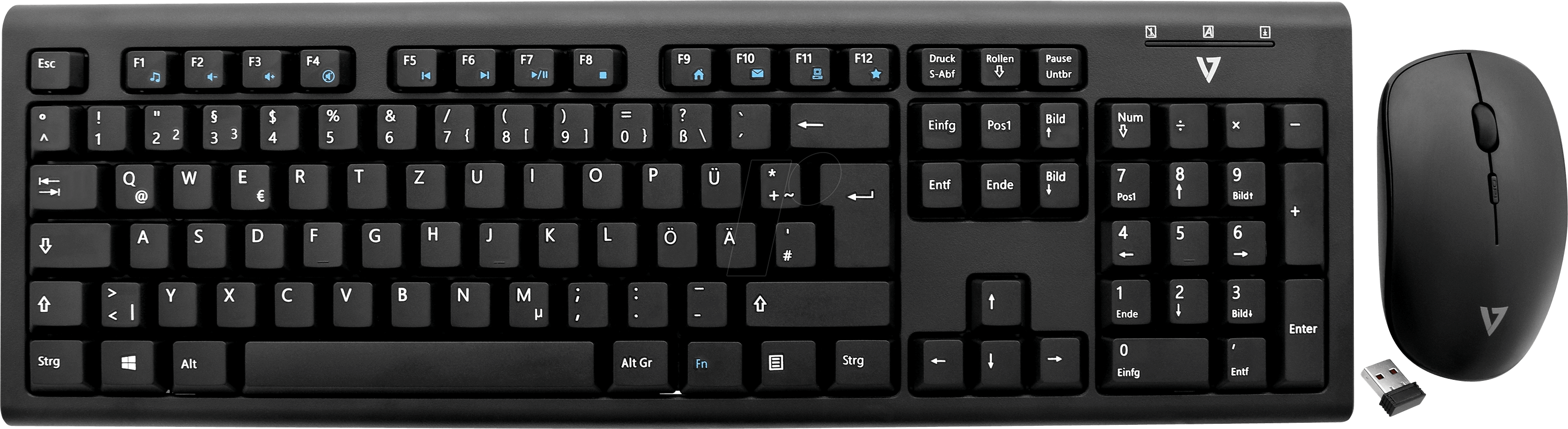 0662919096330 - CKW200DE Funk Tastatur Maus-Set Spritzwassergeschützt Deutsch QWERTZ Windows® Schwarz