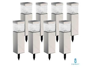 0664213399155 - Solar garten licht 6500K sehr hell 120° stahl lampe 8 stück