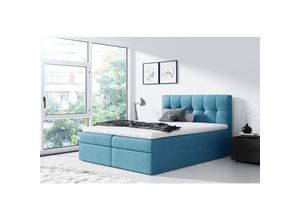 0664242531359 - Fun Moebel - Boxspringbett Schlafzimmerbett carmen 200x200cm Hellblau