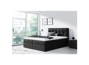 0664242531557 - Fun Moebel - Boxspringbett Schlafzimmerbett carmen 200x200cm Schwarz